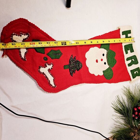 Vintage Double Sided Felt Sequin Christmas Cowboy Stocking Handmade 19" 1950's - Picture 13 of 16